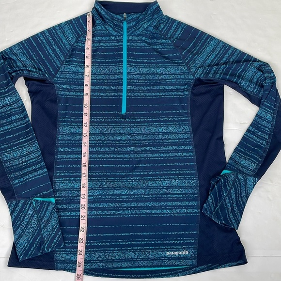 Patagonia Women’s All Weather Zip-Neck Teal Navy Hiking Running Top UPF 15 Large - Picture 13 of 17